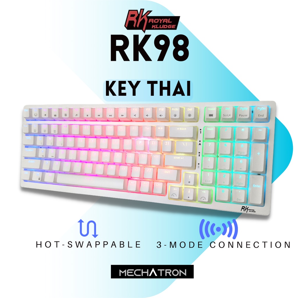 [Key THAI] Royal Kludge RK98 V.2022 แมคคานิคอล คีย์บอร์ด คีย์ไทย ไร้สาย บลูทูธ RGB Mechanical Wirele
