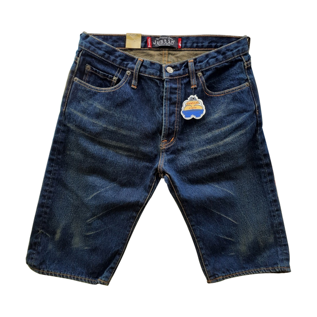 JustinJeans กางเกงยีนส์ขาสั้นผู้ชายลิขสิทธิ์แท้100% รุ่น ฟอกสีสนิมเขียว (ไม่ริมแดง)