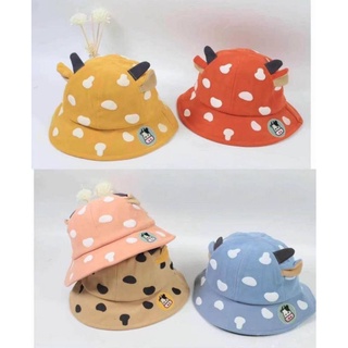 💖หมวกปีกรอบเด็ก หมวก Bucket น้องวัว มีสายรัดคาง