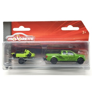 Majorette Ford F 150 - the Beast + Green Go Kart Trailer - Glossy Green Color /scale 1/70 (3 inches) in package