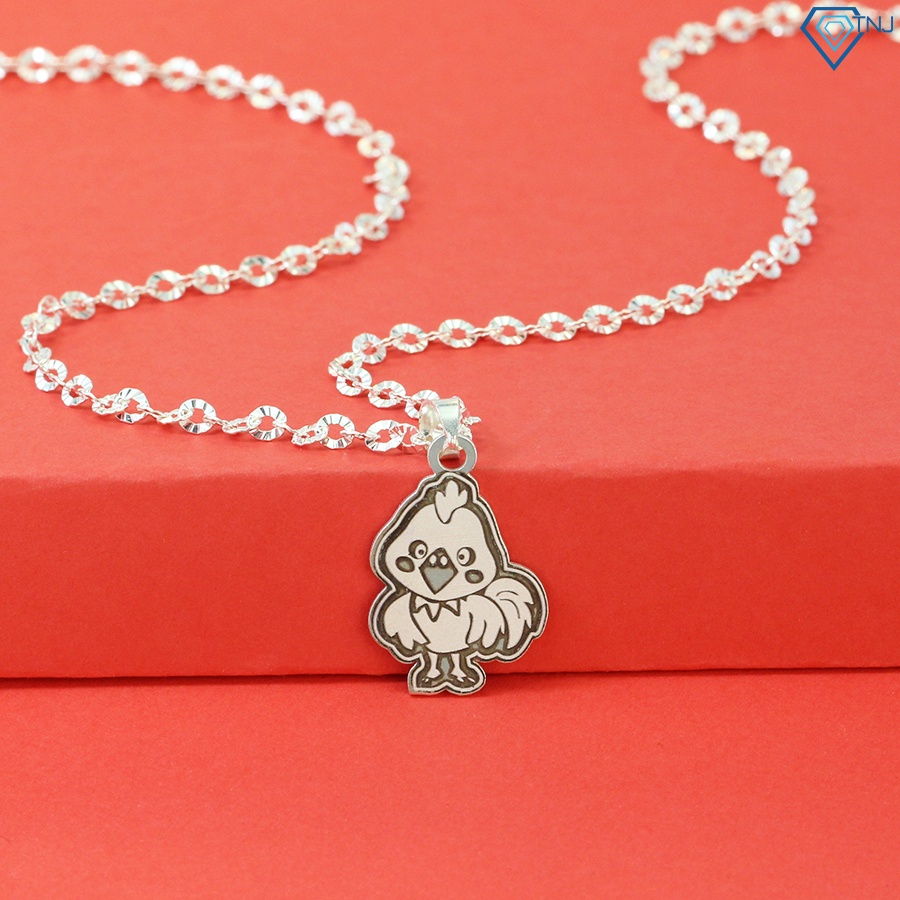 สร้อยคอเงินสําหรับเด็กผู้หญิงรูปไก่และสลักชื่อน่ารัก DCT0068 - TNJ Jewelry