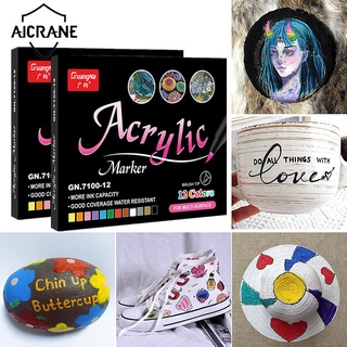 Aicrane ปากกาอะคริลิค แปรงอะคริลิค แบบนิ่ม 12 สี 24 สี 36 สี สําหรับวาดภาพหิน และเซรามิค