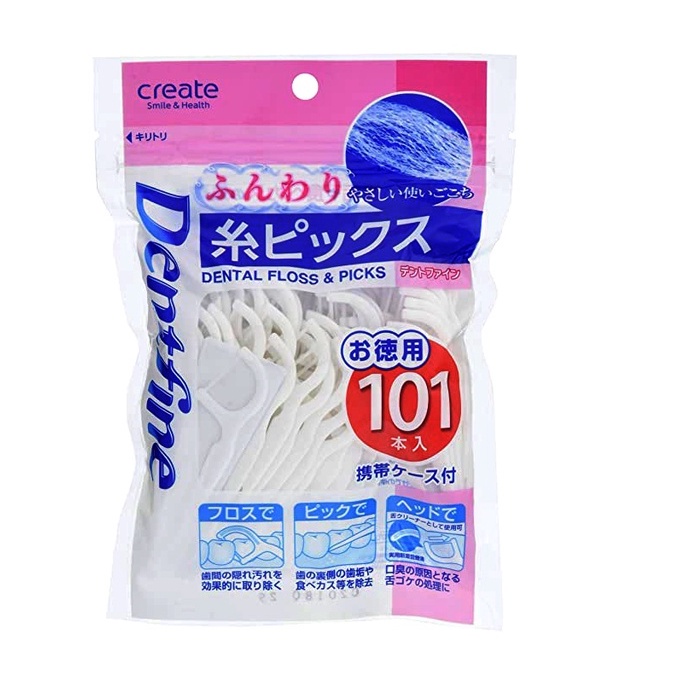 ไหมขัดฟันมีด้ามจับ Create Dental Floss & Picks Wide (ของแท้นำเข้าจากญี่ปุ่น) 101ชิ้นและ55ชิ้น