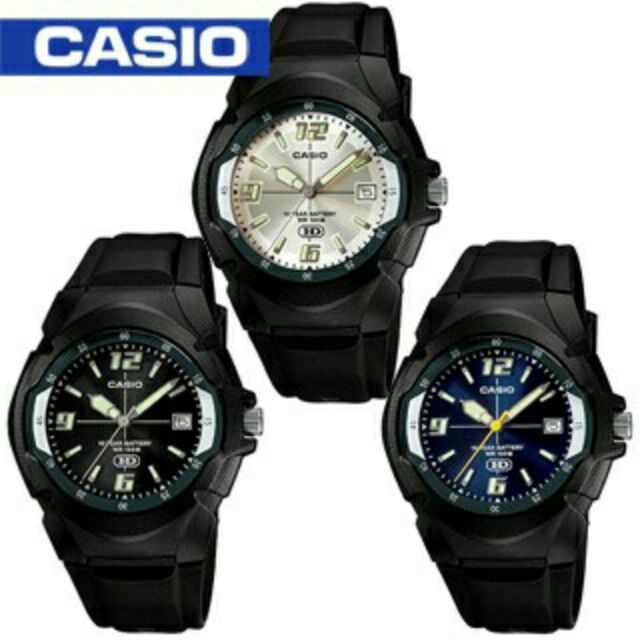 Casio แท้ 100% รุ่น MW-600F แบตเตอรี่ 10 ปี สายเรซิ่น(หน้าปัด ขาว,ดำ,น้ำเงิน)