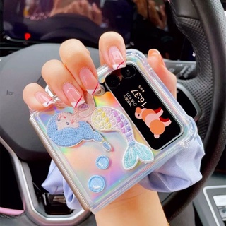 🚢pre order🚢Samsung galaxy z flip 3 upgrade! เคสน่ารักMermaid rainbow เคสนิ่ม