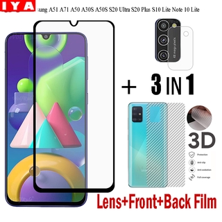3 - In - 1 ฟิล์มกระจกนิรภัยกันรอยหน้าจอสําหรับ Samsung Galaxy A10S A21S A31 S20 Fe Ultra / Plus M51 M31 M30S