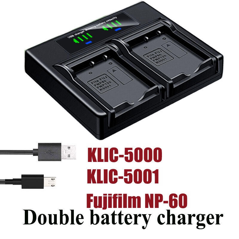 เครื่องชาร์จแบตเตอรี่คู่สําหรับ Sanyo DB-L50 Xacti VPC-HD1010 HD2000 DMX-HD1000 HD1010