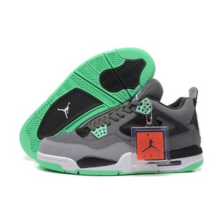 【ลดราคา】 Air Jordan 4 รองเท้าผ้าใบลําลอง สีเทาเข้ม สีเขียว สีเขียว สีเทา สีดํา