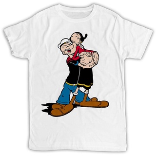 เสื้อยืดแขนสั้น พิมพ์ลาย Mashoo Popeye Olive Oyl Love สไตล์วินเทจ สําหรับผู้ชาย และผู้หญิง