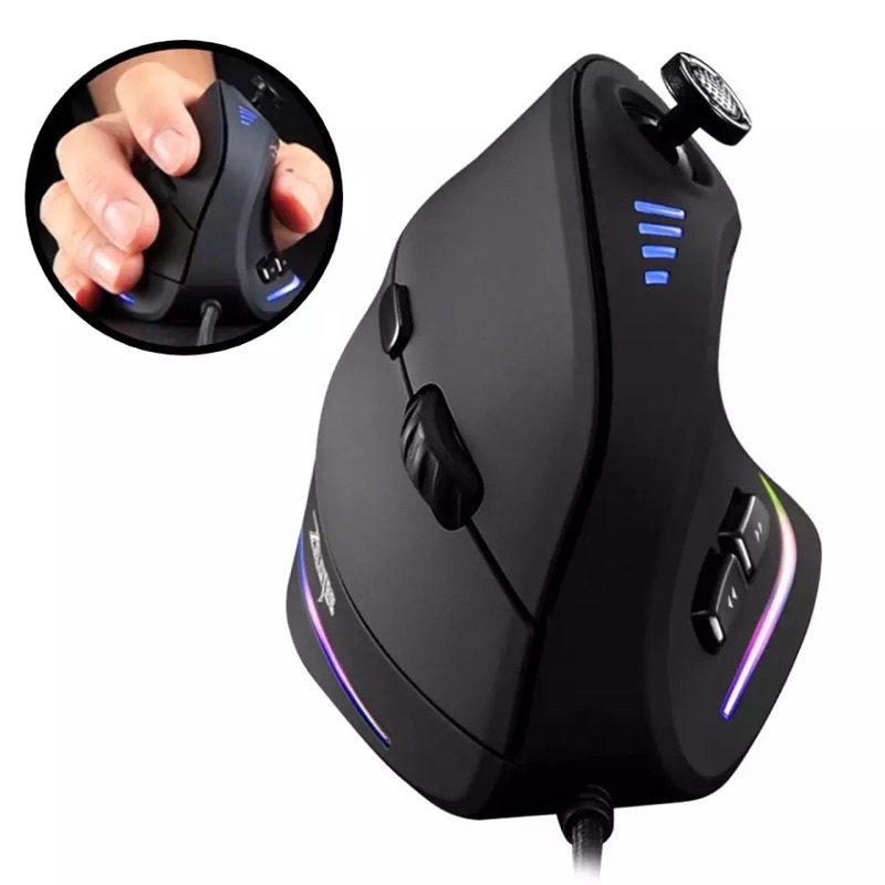 ZELOTES New Vertical Gaming Mouse Programmable 11 Buttons USB Wired RGB Optical Remote Ergonomic Mou