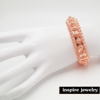 Inspire Jewelry ,ชุดไทย กำไลคู่ ปราณีตมาก งานแฟชั่น สีทองชมพู สำหรับประดับชุดไทย สวยหรู เหมาะกับการแต่งกายที่สวยงาม