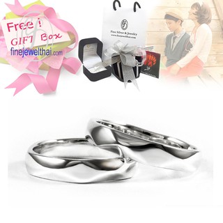 Finejewelthai แหวนคู่-แหวนทองคำขาว-แหวนหมั้น-แหวนแต่งงาน-Couple-silver-wedding-ring - Gift_set91