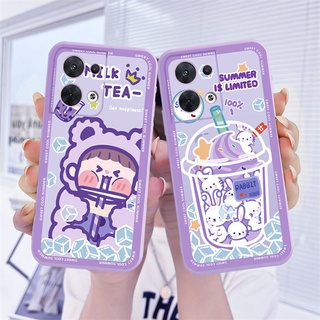 เคสซิลโคน TPU OPPO A15 A15S A16 A54 A5 A9 A53 A33 A31 2020 A7 A16S A5S A12 A3S A74 A52 A72 A92 A93 A94 A1K Hot Sale Girly Heart Sweet Girl Milk Tea Cup Pattern Soft Silicone Phone Case