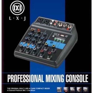 มิกเซอร์ 4-channel Mixer สเตอริโอมิกเซอร์ 4ช่อง ผสมสัญญาณเสียง มีBluetooth MP3 USB รุ่น LX-400BT ฟรี สายสัญญาณเสียง