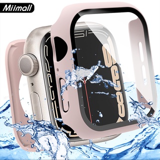 Miimall กระจกกันรอยหน้าจอ PC แบบแข็ง 360 องศา กันน้ํา พร้อมกรอบด้านหลัง สําหรับ Apple Watch Series 7 41 มม. 45 มม. iWatch 7