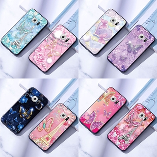 Samsung Galaxy S6 / S6 Edge / S6 Edge Plus + เคสมือถือแบบซิลิโคน สำหรับ ผีเสื้อเพชร