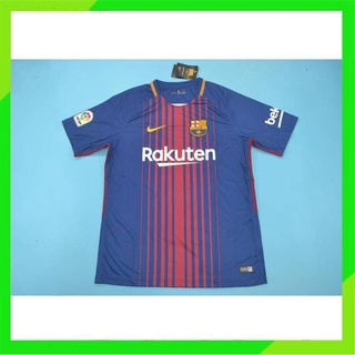 เสื้อกีฬาแขนสั้น ลายทีมชาติฟุตบอล Barcelona 17-18 ชุดเหย้า สไตล์เรโทร