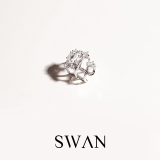 SWAN - MM Ava Ear Cuff ต่างหูหนีบเงินแท้ คล้องหู ไม่ต้องเจาะ ฝังเพชรคิวบิกเซอร์โคเนีย cubic zirconia