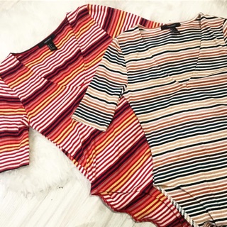 Bodysuit Striped Forever21 บอดี้สูทผ้าร่อง