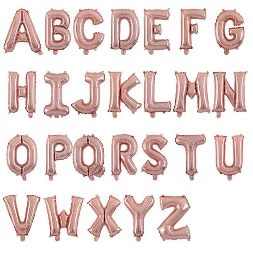 สีชมพูอ่อน Light Pink [มีแพ็คเกจ] ลูกโป่งฟอยล์ ตัวอักษร 16นิ้ว A-Z พร้อมแพคเกจแยกทุกตัว ลูกโป่ง + ที่สูบแบบปากเป่าในซอง