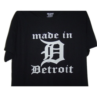 เสื้อยืด ทรงสลิมฟิต ลาย made In Detroit สไตล์มินิมอลS-5XL