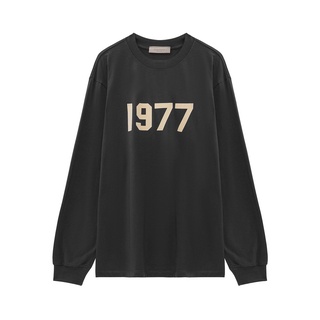 เสื้อเชิ้ตแขนยาว คอกลม ผ้าฝ้าย พิมพ์ลายกราฟฟิค Flocking 1977 ขนาดใหญ่ สไตล์ฮิปฮอป แฟชั่นคู่รัก สําหรับผู้ชาย และผู้หญิง