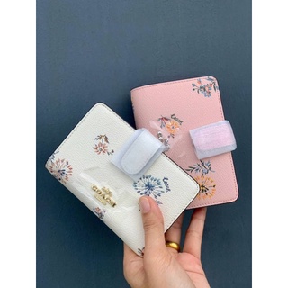 COACH MEDIUM CORNER ZIP WALLET WITH DANDELION FLORAL PRINT ((2855))