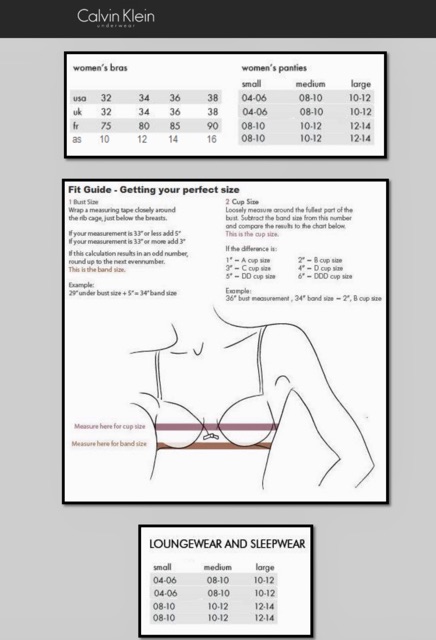 Descubrir 49+ imagen calvin klein sports bra size chart - Thptnganamst ...