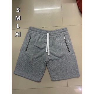 กางเกงผ้าสำลีขาสามส่วนกระเป๋าซิปมี3สีให้เลือก