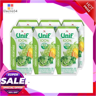 ยูนิฟ น้ำผักใบเขียว 100% 200 มล. x 6 กล่องน้ำผักและน้ำผลไม้Unif Green Vegetable 100% 200 ml x 6