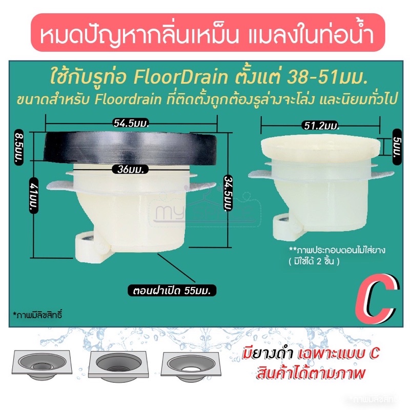 ฝาปิดท่อน้ำทิ้ง floor drain อุปกรณ์ป้องกันกลิ่นเหม็น กำจัดกลิ่น กันแมลงสาป ตัวกรองท่อระบายน้ำ