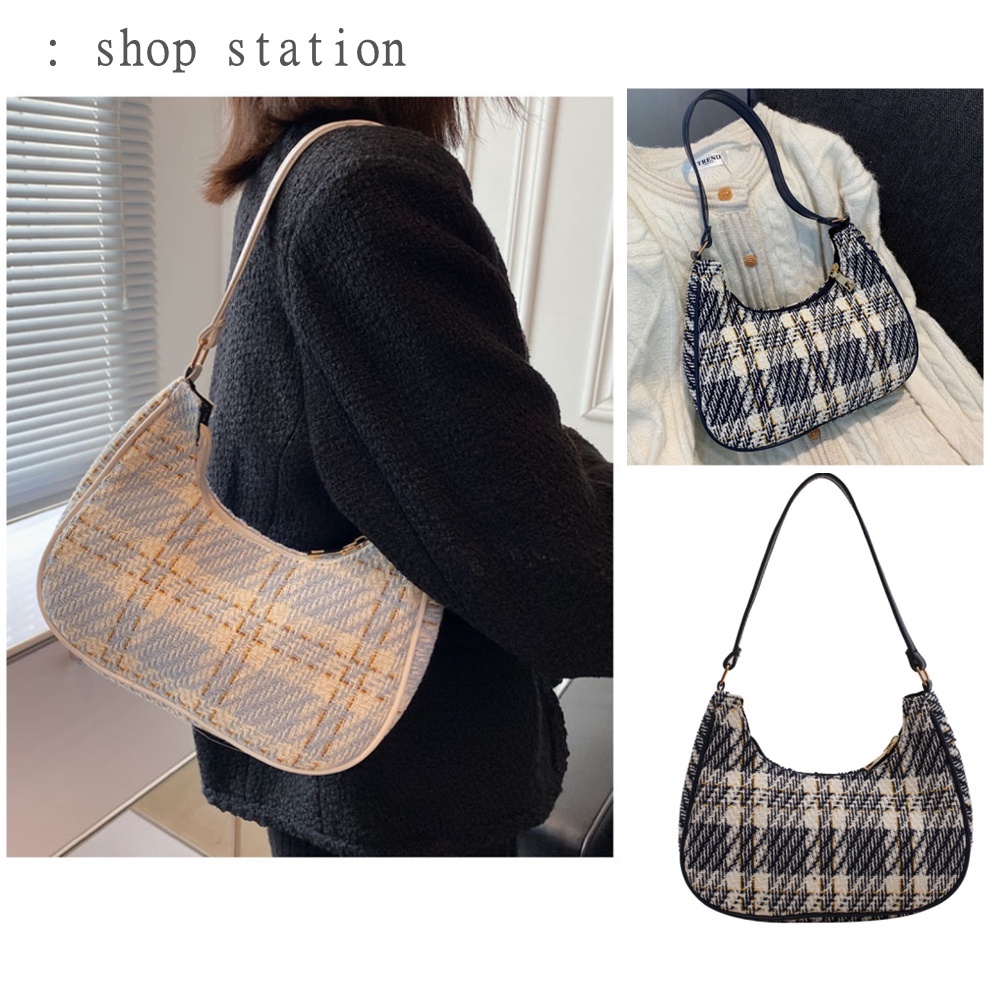 พร้อมส่ง J067 กระเป๋าสะพายข้าง กระเป๋าแฟชั่นสะพายไหล่ผู้หญิง ลายผ้าสก๊อต สไตส์เกาหลี