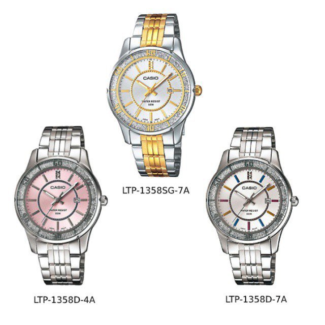 ใหม่นาฬิกาคาสิโอ ผู้หญิง สี 2 กษัตริย์ แท้ทั้งร้าน CASIO LTP-1358RG LTP-1358SG LTP-1358RG-7A ของแท้ รับประกัน 1 ปี