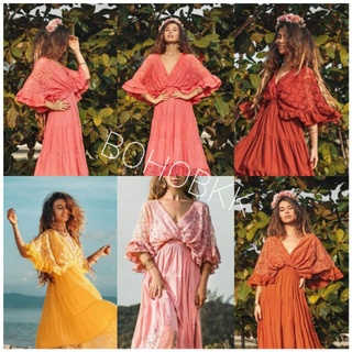 ❌𝗦𝗔𝗟𝗘 พร้อมส่ง❌BOHOBKK Bestseller, BOHEMIAN DRESS, เดรสโบฮีเมี่ยน ชุดเที่ยวทะเล VINTAGE DRESS, Maxi Dress เดรสลูกไม้