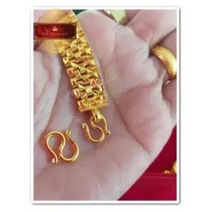 ใหม่!! ตะขอสำรองสร้อยข้อมือ ตัว S สำหรับสร้อยข้อมือ 5-8 บาท ชุบทอง 24K (99.9%) ( 3 ชิ้น/ชุด)