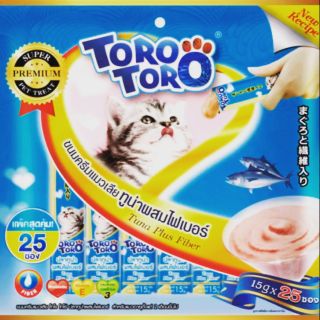 Toro toro โทโรโทโร่ สีน้ำเงิน ขนมแมวเลียtorotoro รสทูน่าผสมไฟเบอร์ แ​พ็ค 25 ซอง