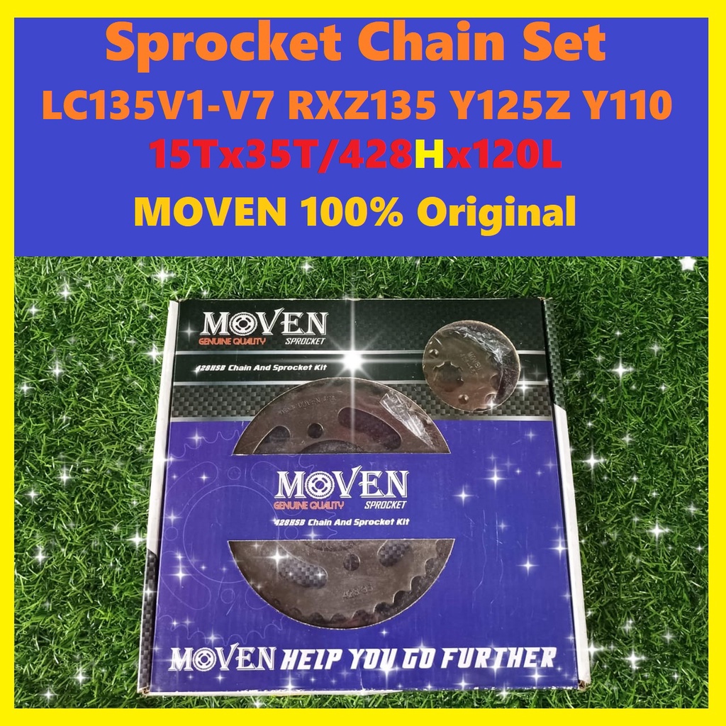 ชุดเฟือง LC135 V1-V7 Rxz135 Y125Z Srl110 MOVEN (15Tx35T/428Hx120L)