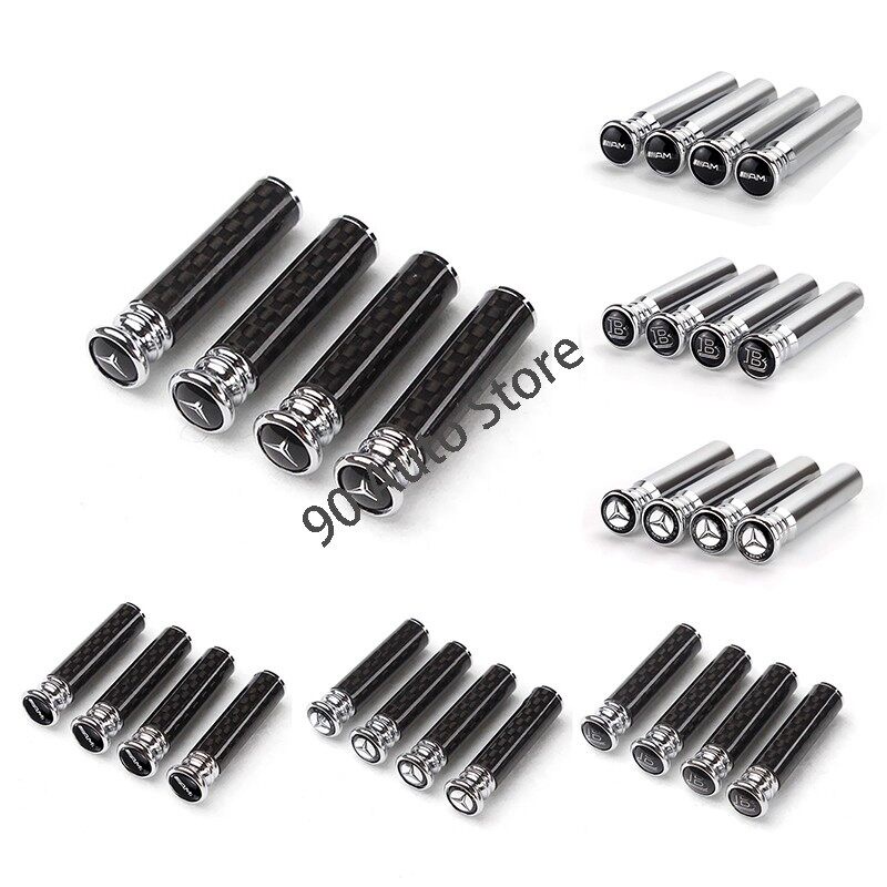 Hys 4pcs Car Gate Lock Knob Pin ครอบคลุมคาร์บอนไฟเบอร์ประตูล็อคสกรูสําหรับ Mercedes Benz Brabus Lorinser AMG Apple Tree W203 W204 W124