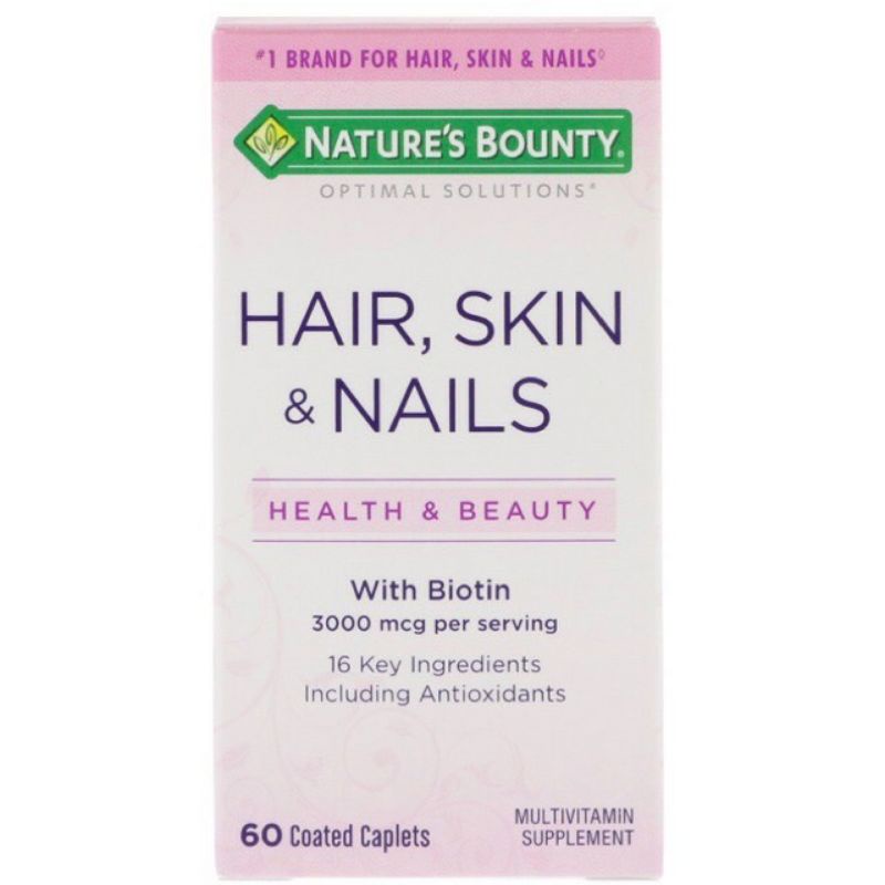 พร้อมส่งที่ไทย Nature's Bounty, Optimal Solutions® Extra Strength Hair, Skin and Nails