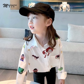 ❀Qinzi เสือดาว❀พร้อมส่ง เสื้อเชิ้ตแขนยาวลําลอง แฟชั่นฤดูใบไม้ผลิ และฤดูใบไม้ร่วง สไตล์เกาหลี ตะวันตก สําหรับเด็กผู้หญิง 2022