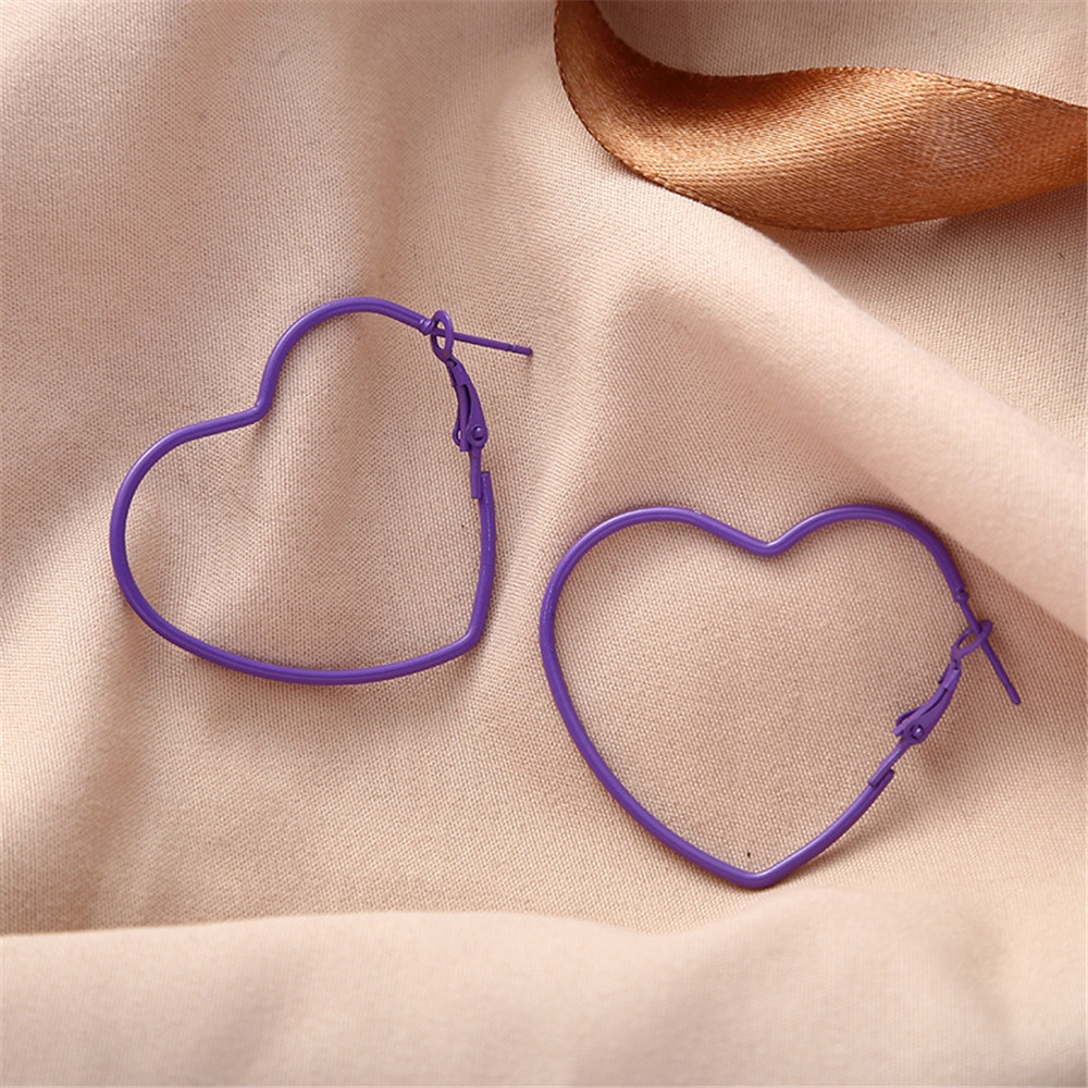 [COD] Purple Heart Shape  Earstuds Earclip Korea New Fashion Simple Party Accessory Jewelry #2