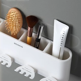 [พร้อมส่ง]ECOCO ที่เก็บแปรงสีฟัน แบบติดผนัง ที่บีบยาสีฟัน ในห้องน้ำ ติดตั้งง่าย ชั้นวางของในห้องน้ำ E1922