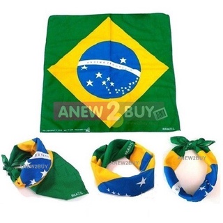 ผ้าพันคอ ผ้าโพกหัว ลายธงชาติบราซิล (Bandana Brazil Flag Scarf Headband)