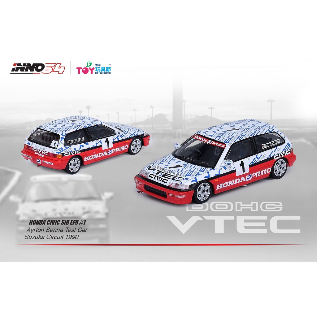 INNO รุ่น INNO64 1/64 HK TOY SOUL EXCLUSIVE - HONDA CIVIC SIR EF9 N1 CLASS SUZUKA CIRCUIT TEST CAR A