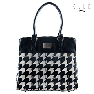 Elle Travel Dido Collection, Vertical Womans Tote Travel Bag, Houndstooth Jacquard And Leather #82340