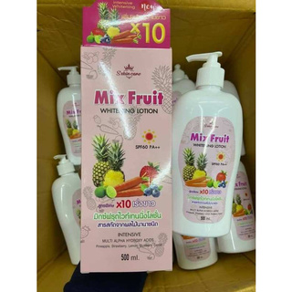 มิกซ์ฟรุตไวท์เทนนิ่งโลชั่น   MIX FRUIT WHITENING LOTION  โลชั่นเพื่อผิวขาวกระจ่างใส สูตรพิเศษ x 10 เร่งขาว  ขนาด 500 ml.