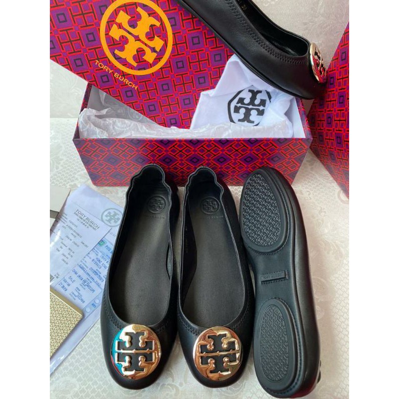 Tory burch flat Mirror ballerina รองเท้าผู้หญิง / หนังแท้