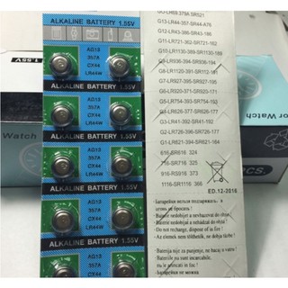 พร้อมส่ง-ถ่านกระดุม LR44W / AG13 (10 ก้อน x1 แผง) Alkalide Battery 160 mAh