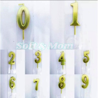 เทียนวันเกิดตัวเลข สีทอง พร้อมส่ง(1 ชิ้น)