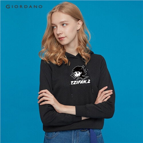 GIORDANO WOMEN Printed long-sleeve hoodie 99399466